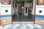 rear ambulance area as seen from outside the rear doors