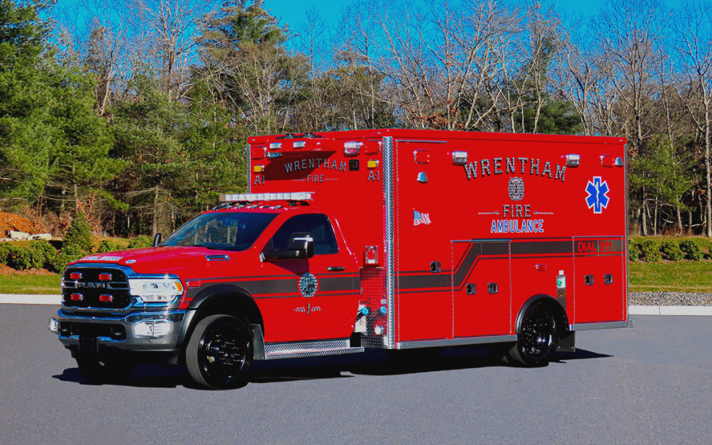 The Wrentham Fire Department has a new rescue vehicle. A Life Line "Superliner" 2024 Dodge RAM 5500 4x4.