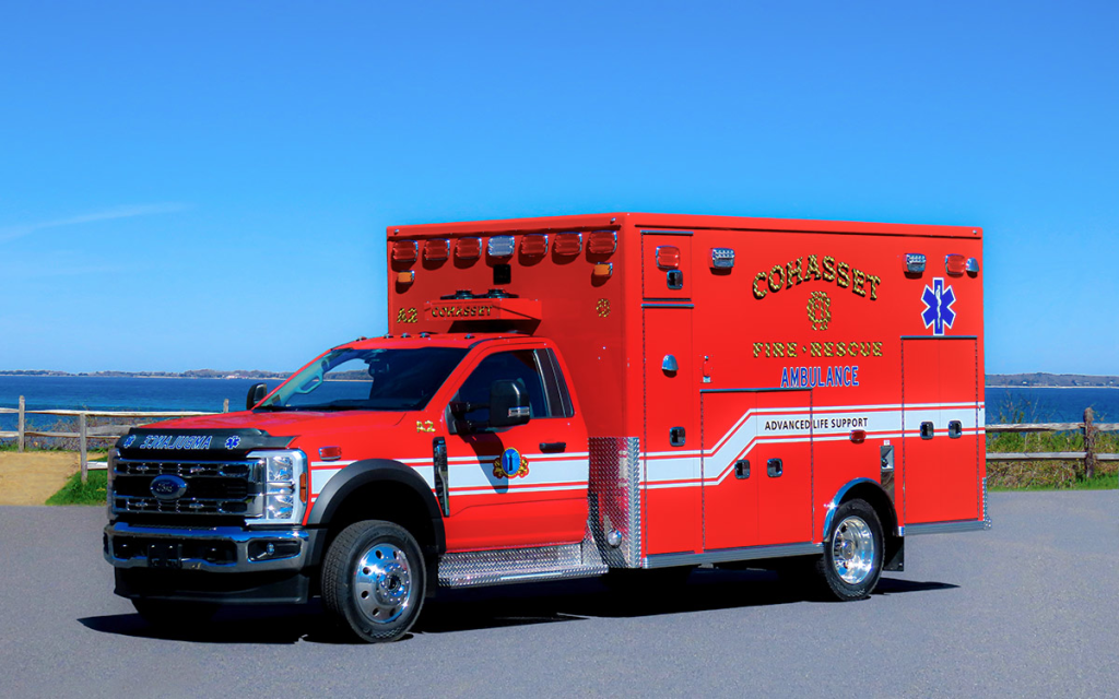 The Town of Cohasset MA Fire Department's new rescue vehicle. A Life Line "Superliner" 2026 Ford F550 4x4.
