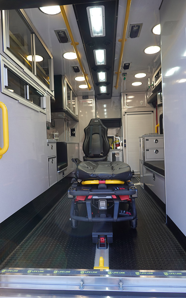 A close up look of the patient care area.