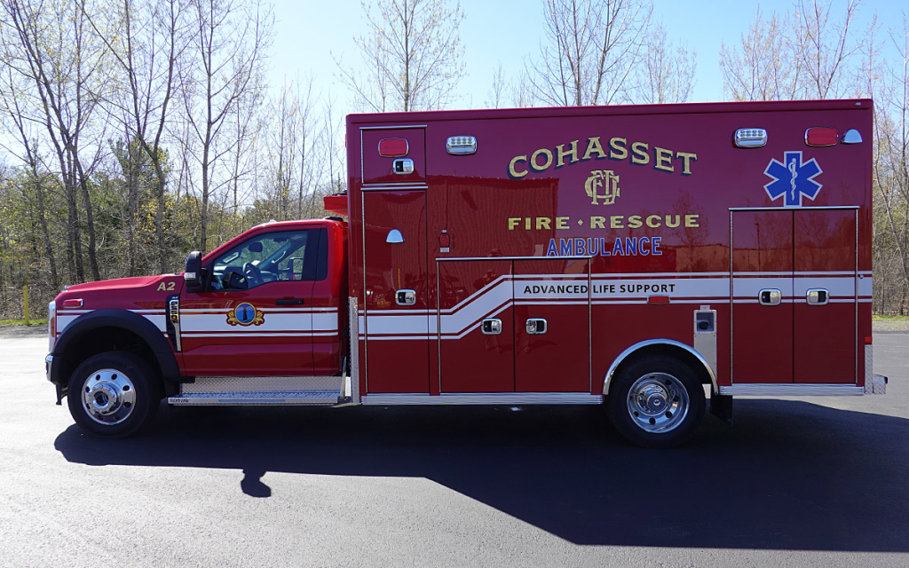 Full driver side view of the new ambulance.