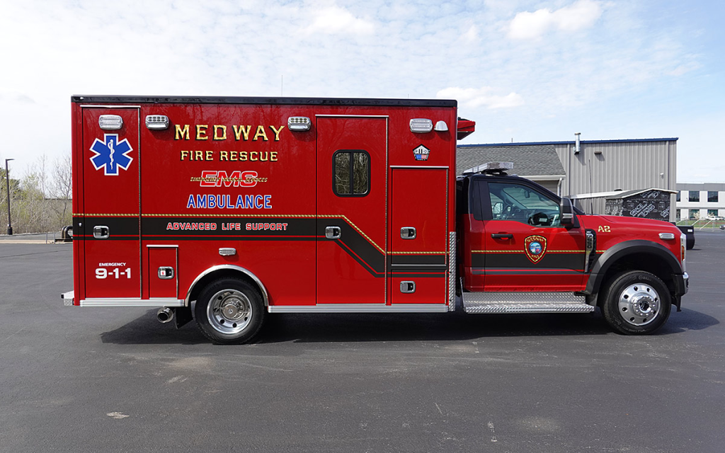 Full passenger side view of the new ambulance.