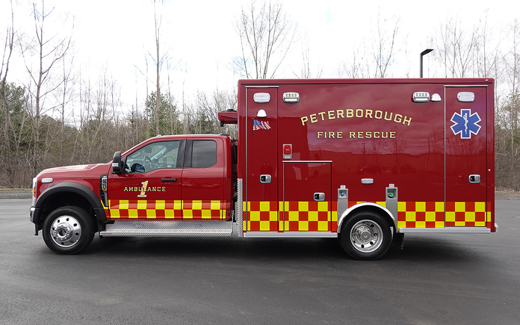 Full driver side view of the new ambulance.