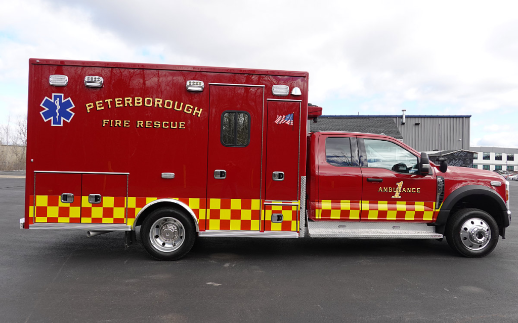 Full view of the passenger side of the new ambulance.