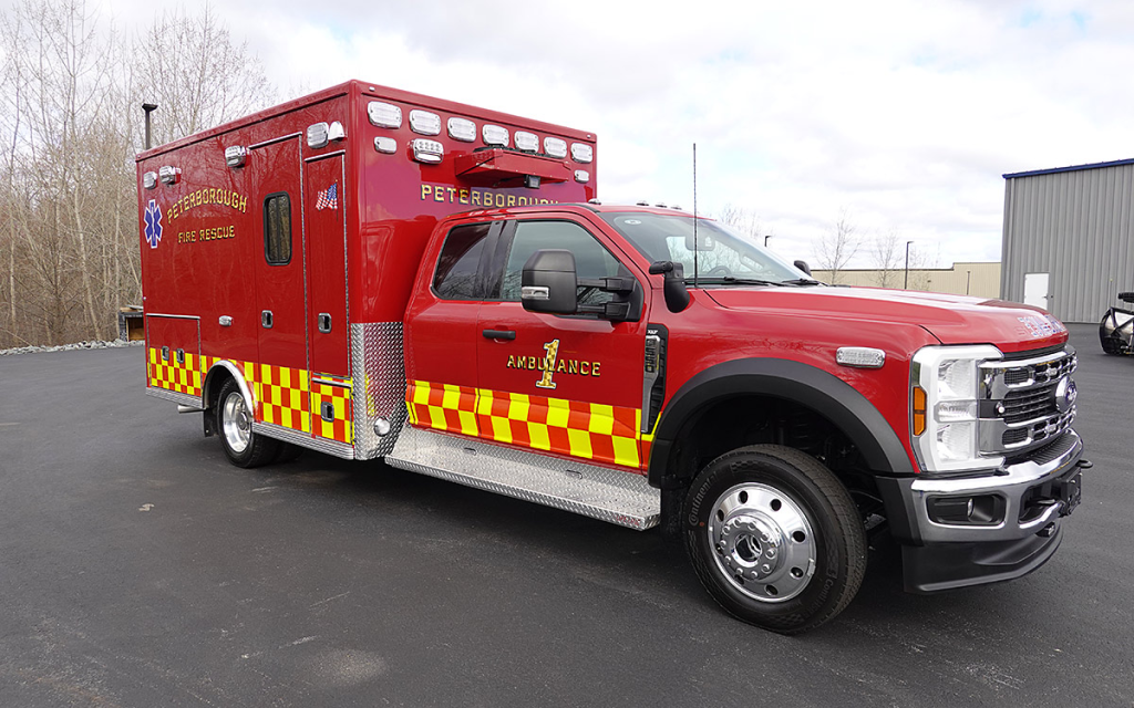 Angled passenger side.