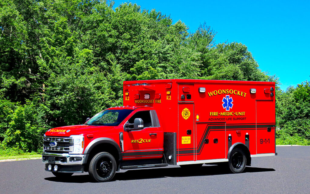 The City of Woonsocket RI Fire Department's new rescue. A Life Line "Superliner" - 2025 Ford F550 4x4.