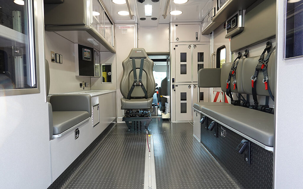 A look through the open back doors to the patient care area.