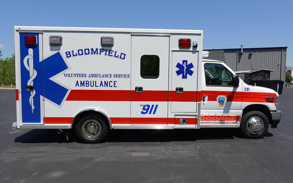 Full passenger side view of the new ambulance.