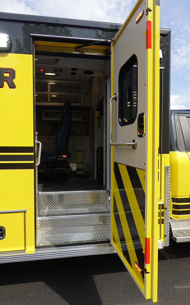 Side door open to the patient care area.