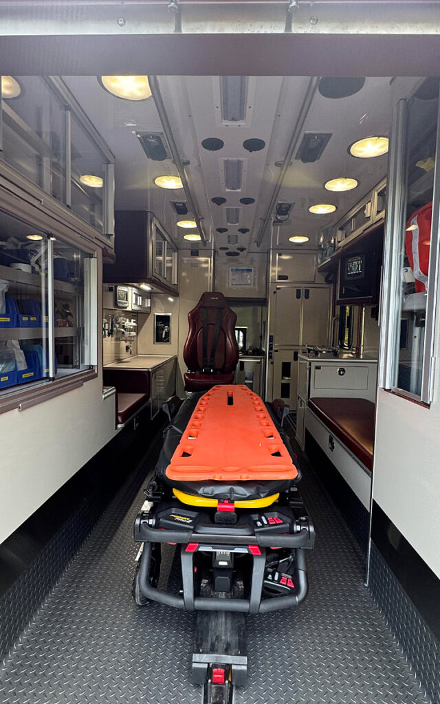 Looking through the back doors into the patient care area.
