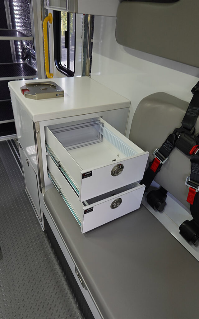 Drawers in the patient care area.