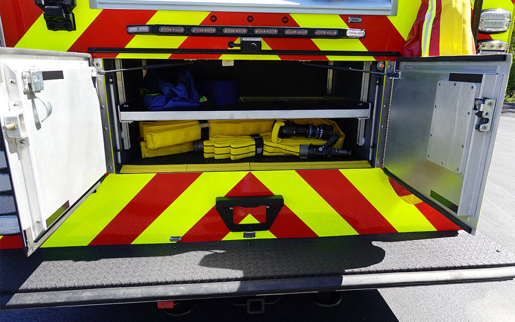 Open compartment in the back end.