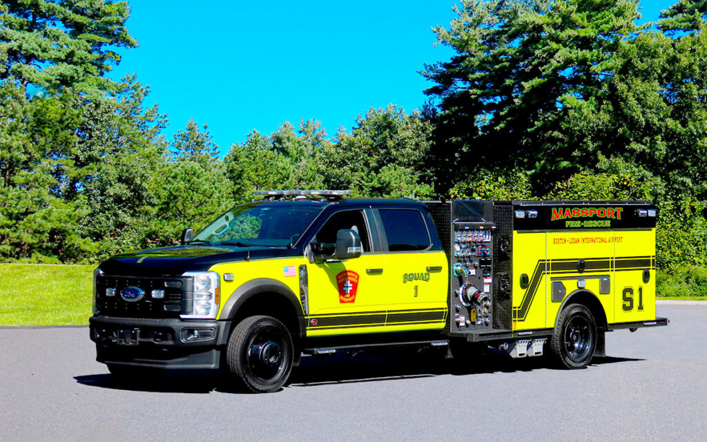 The Massachusetts Port Authority Boston-Logan International Airport Fire-Rescue has a new Rosenbauer FX Ford F550 Mini-Pumper.