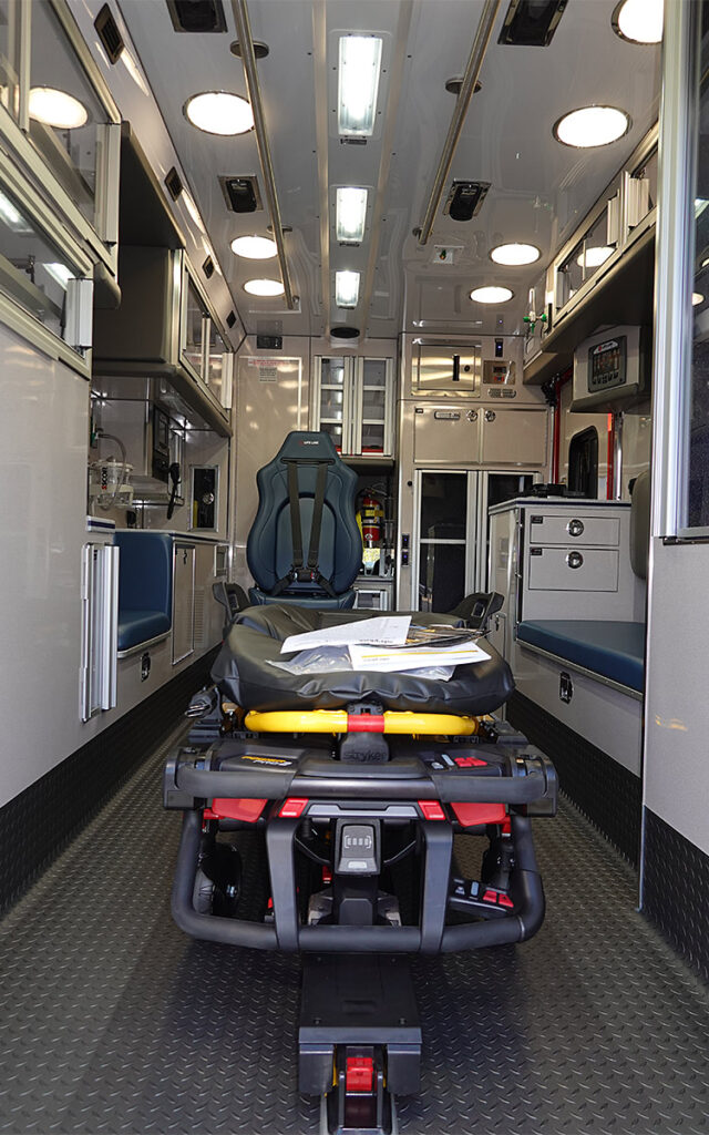 Straight on look to the patient care area from the back doors.