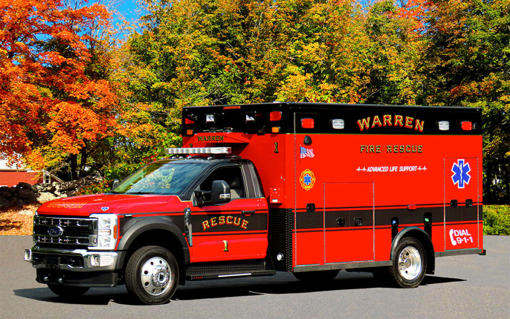 The Town of Warren RI Fire Department has a new remount ambulance. A Life Line "Superliner" 2026 Ford F550 4x4.